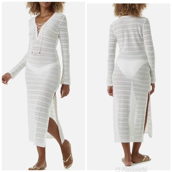 MELISSA ODABASH Maddison crochet-knit coverup in White New with Tags! - Picture 3 of 10